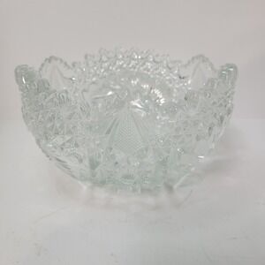 Brilliant Cut Glass‎ Bowl Intricate Starburst Design Serving Centerpiece